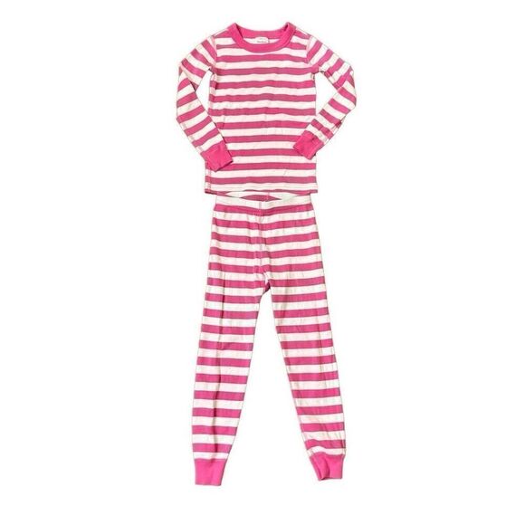 Hanna Andersson Striped Long John Pajama Set Pink & White Size 110 = US 5 - Picture 1 of 4